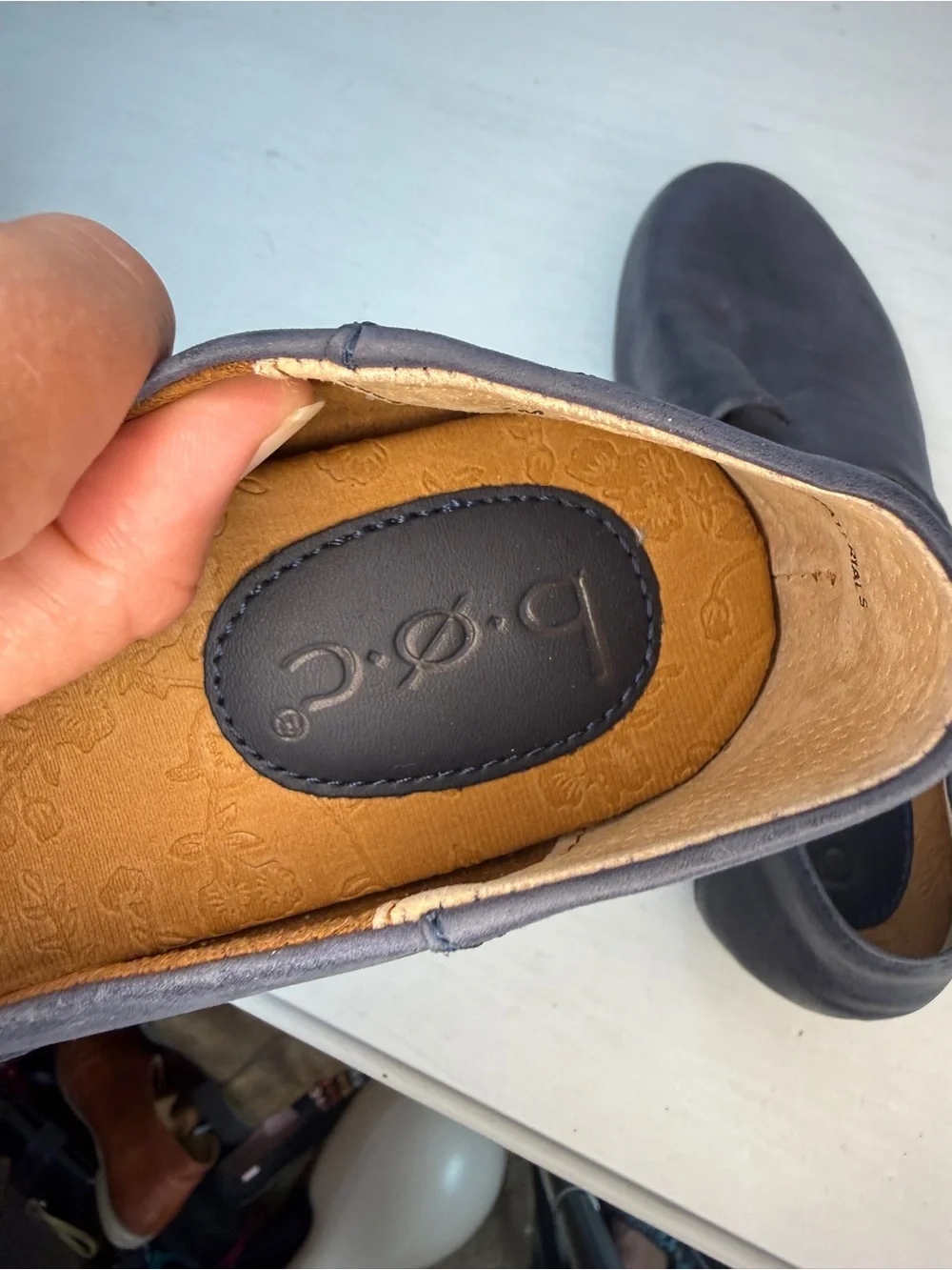 B.O.C. Suree Leather Blue Slip-on Loafer Casual Shoes Size 7M